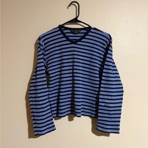 Abercrombie & Fitch Vintage Striped Blue and Black Long Sleeve Top Size Large